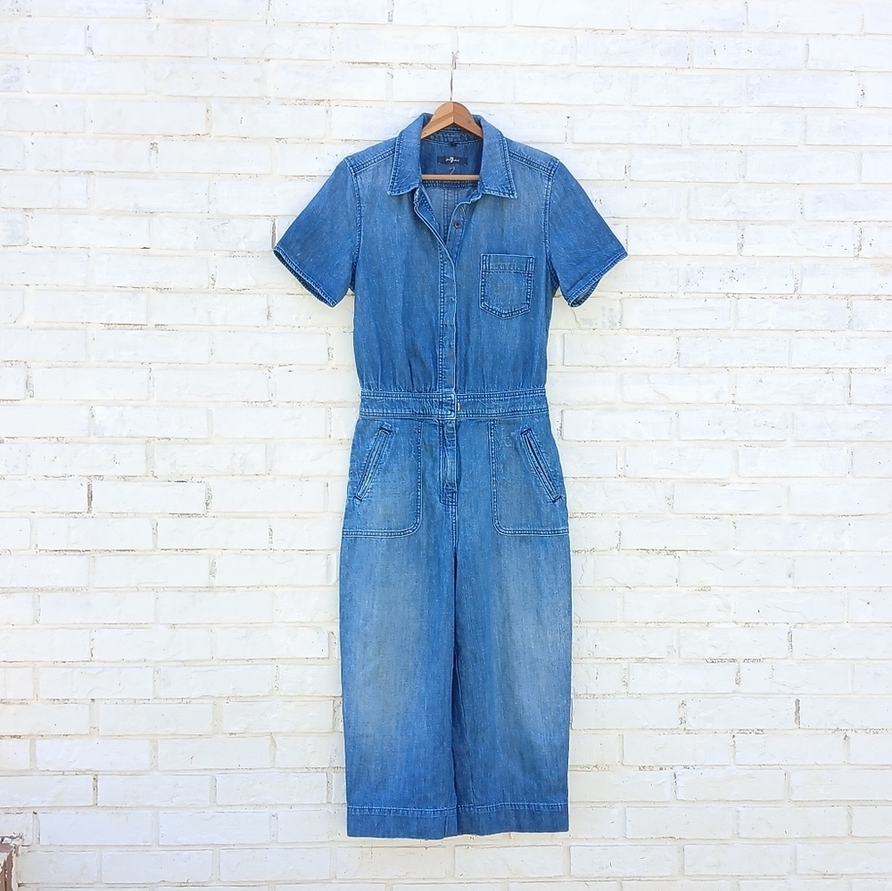 7 For ALL MANKIND Denim Jumpsuit Small - Picture 3 of 10